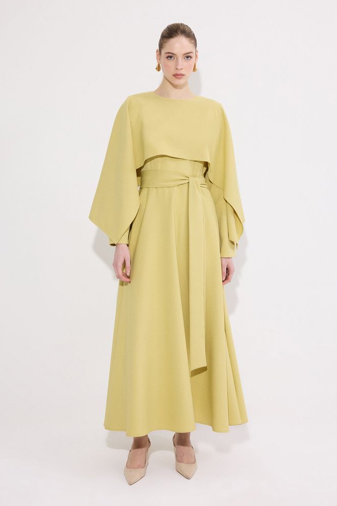 Touche Prive Елегантна Жута А лине Макси Хаљина Са Дугим Рукавима Велепродаја одеће скроман