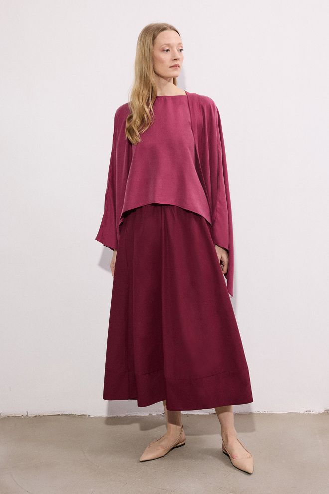 Touche Prive Claret Red Elegant Formal A Line Maxi Skirt Wholesale Clothing Work