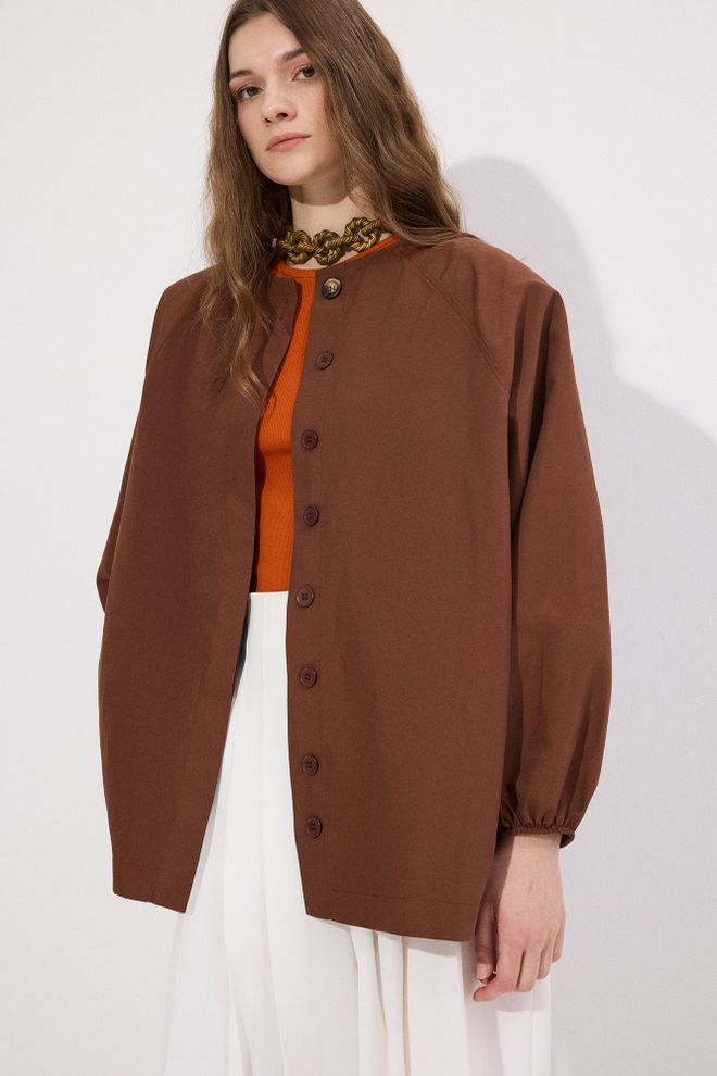 Touche Prive Trench Marrone Casual Elegante Vintage Abbigliamento all'ingrosso Modesto