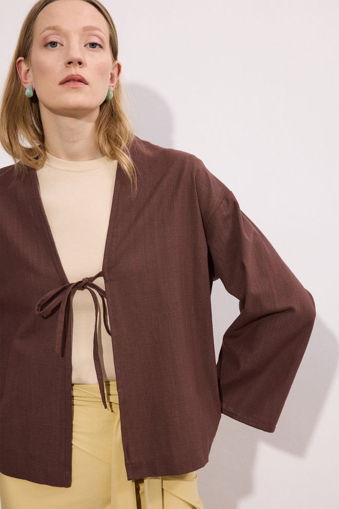 Touche Prive Brown Kimono With Ethnic Elegant Modest Style Wholesale Clothing 5