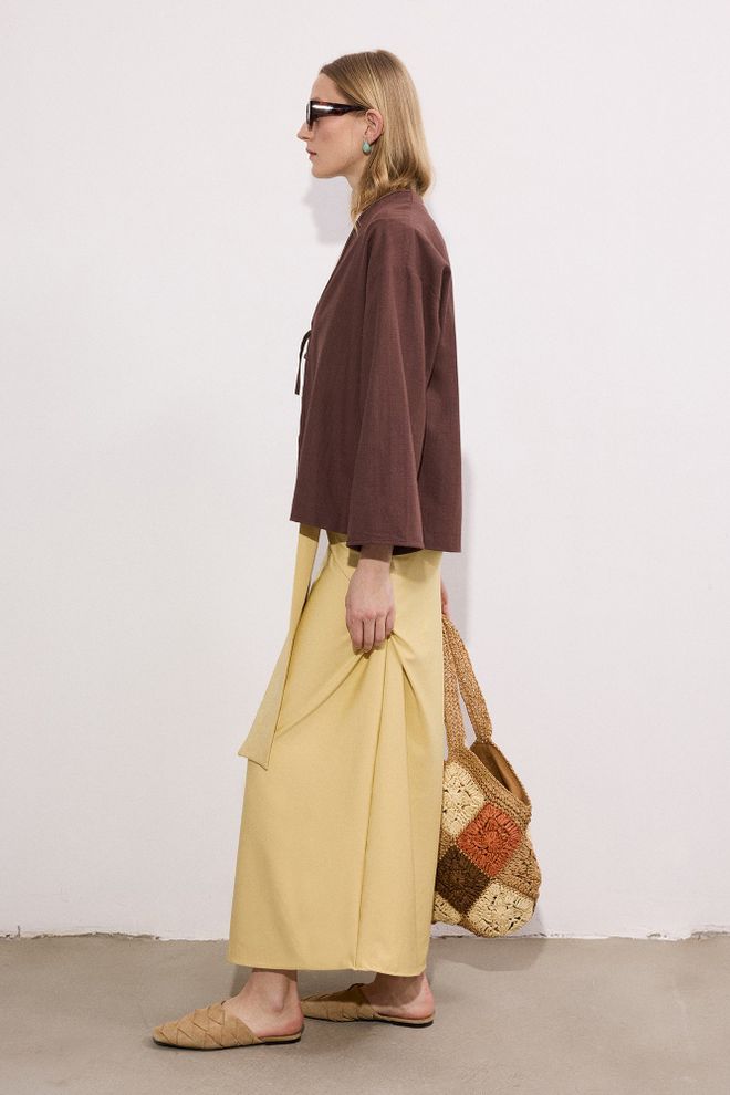 Touche Prive Браон Кимоно Са Етничким Елегантним Скромним Стилом Велепродаја одеће скроман