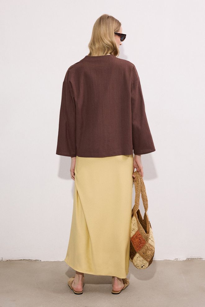 Touche Prive Brown Kimono With Ethnic Elegant Modest Style Wholesale Clothing Spring