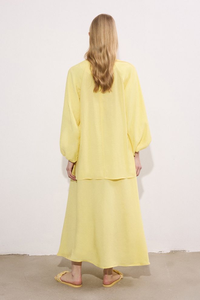 Touche Prive Yellow Modest Oversized Tunic With Boat Neck Wholesale Clothing Lounge