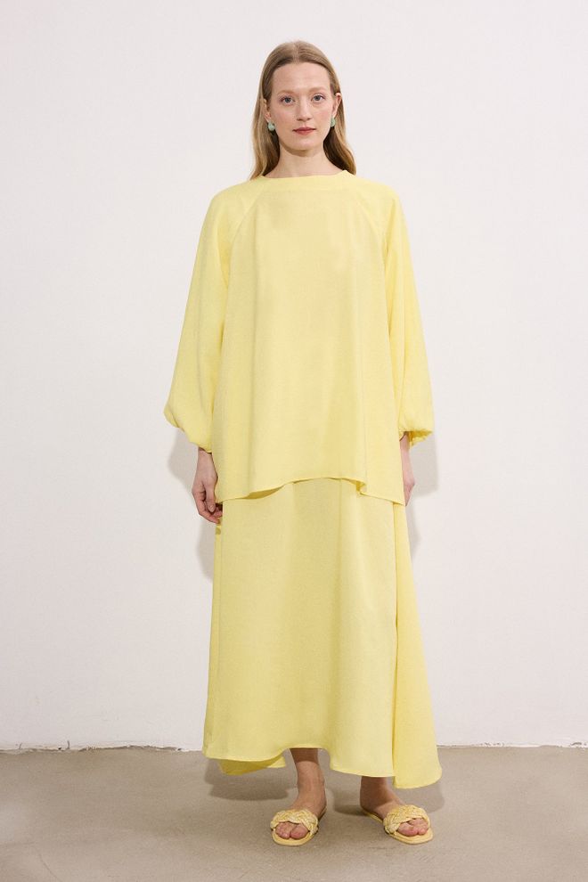 Touche Prive Жута Скромна Оверсизед Туника С Боат Нецк Велепродаја одеће скроман