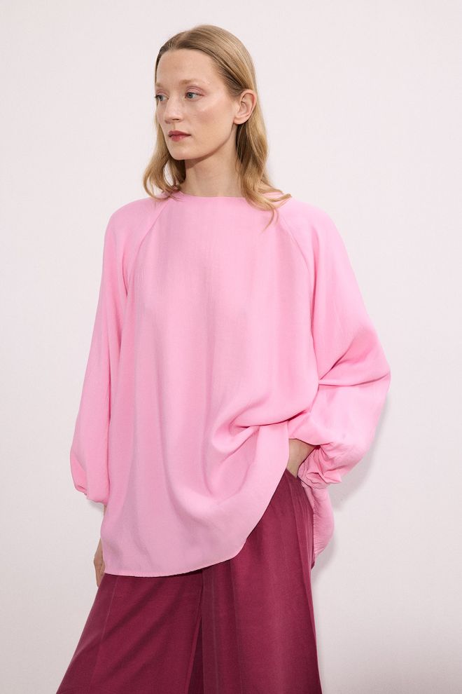 Touche Prive Túnica Rosa Oversize Con Mangas Globo Ropa al por mayor Modesto