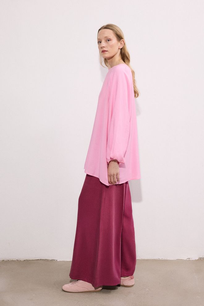Touche Prive Pink Oversized Fit Tunic With Balloon Sleeves Wholesale Clothing Casual