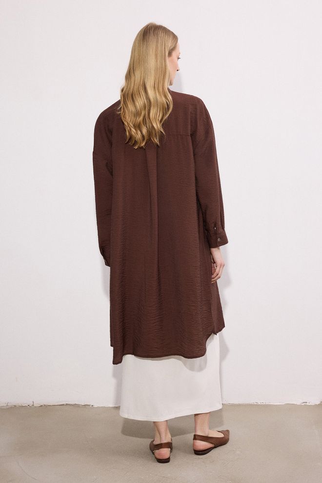 Touche Prive Brown Casual Elegant Long Shirt Wholesale Clothing Lounge