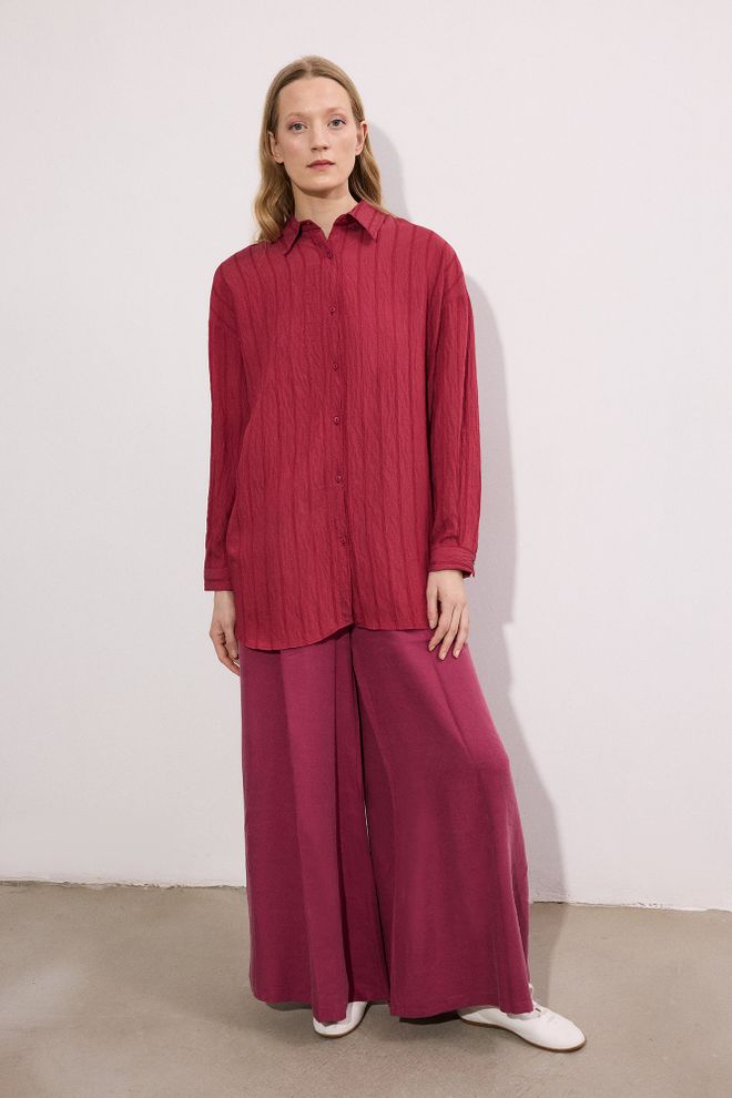 Touche Prive Μπορντό Πουκάμισο Μεγάλα Μεγέθη Ριγέ Χονδρικό εμπόριο ενδυμάτων Απλό