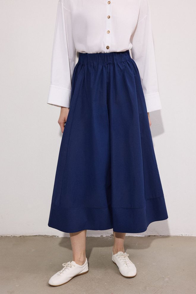 Touche Prive Saia Maxi Azul marinho Corte A Com Cintura Alta Roupas por atacado Elegante