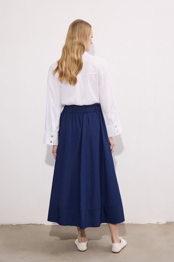 Touche Prive Mornarsko Modra A linija Maxi Krilo Z Visokim Pasom Oblačila na debelo Ležerno