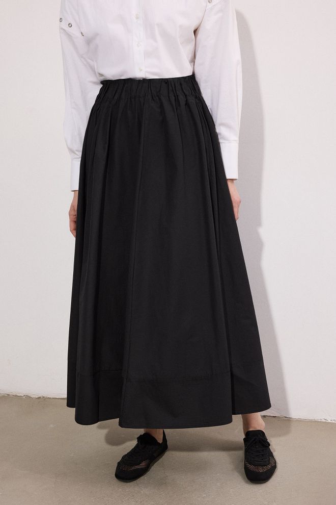 Touche Prive Saia Preta Elegante Formal Maxi Alargada Cintura Alta Roupas por atacado Primavera