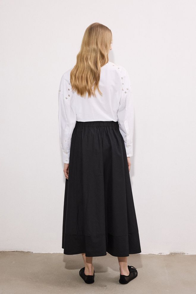 Touche Prive Saia Preta Elegante Formal Maxi Alargada Cintura Alta Roupas por atacado Elegante