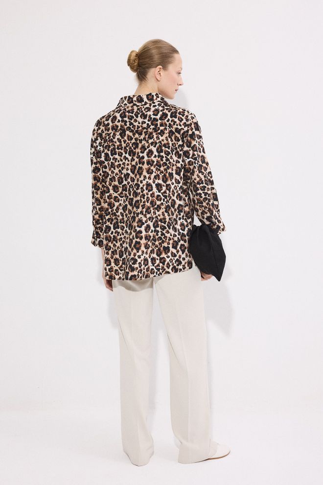 Touche Prive Brown Casual Animal Print Shirt Wholesale Clothing Lounge