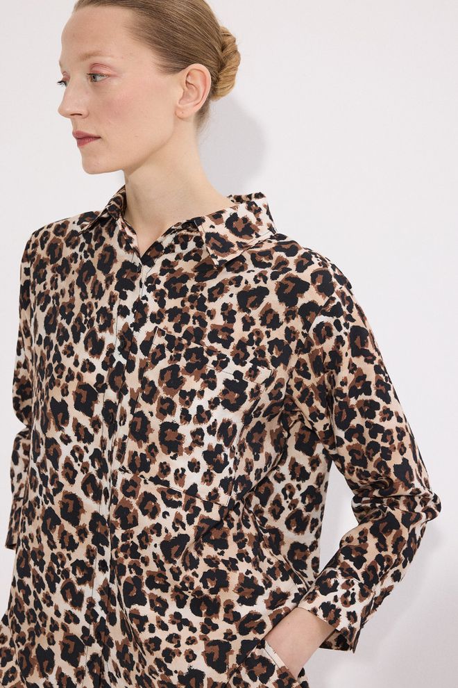 Touche Prive Brown Casual Animal Print Shirt Wholesale Clothing 1