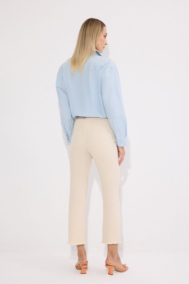 Touche Prive Beige Mom Cropped Pants With High Waist Wholesale Clothing Lounge