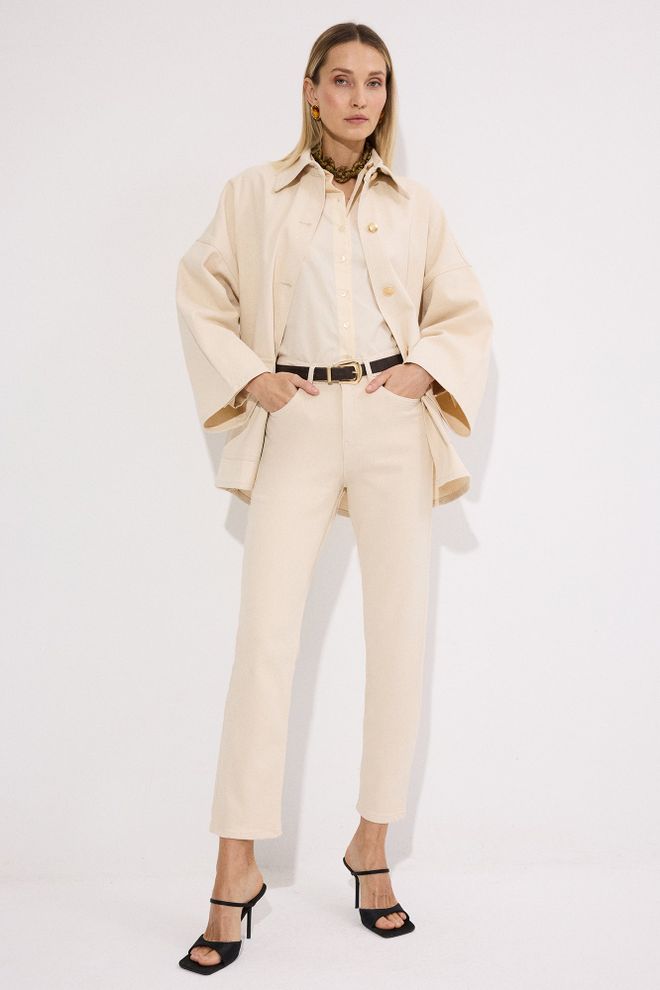 Touche Prive Beige Chinos Pants – Elegant High Waist Straight Leg Wholesale Clothing Casual