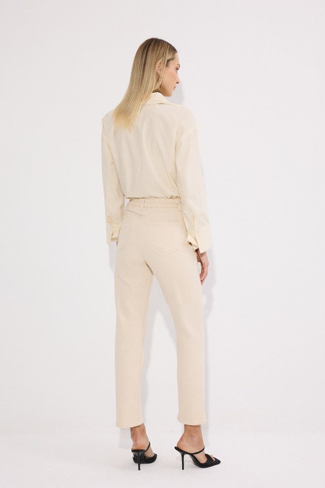 Touche Prive Beige Chinos Pants – Elegant High Waist Straight Leg Wholesale Clothing Spring