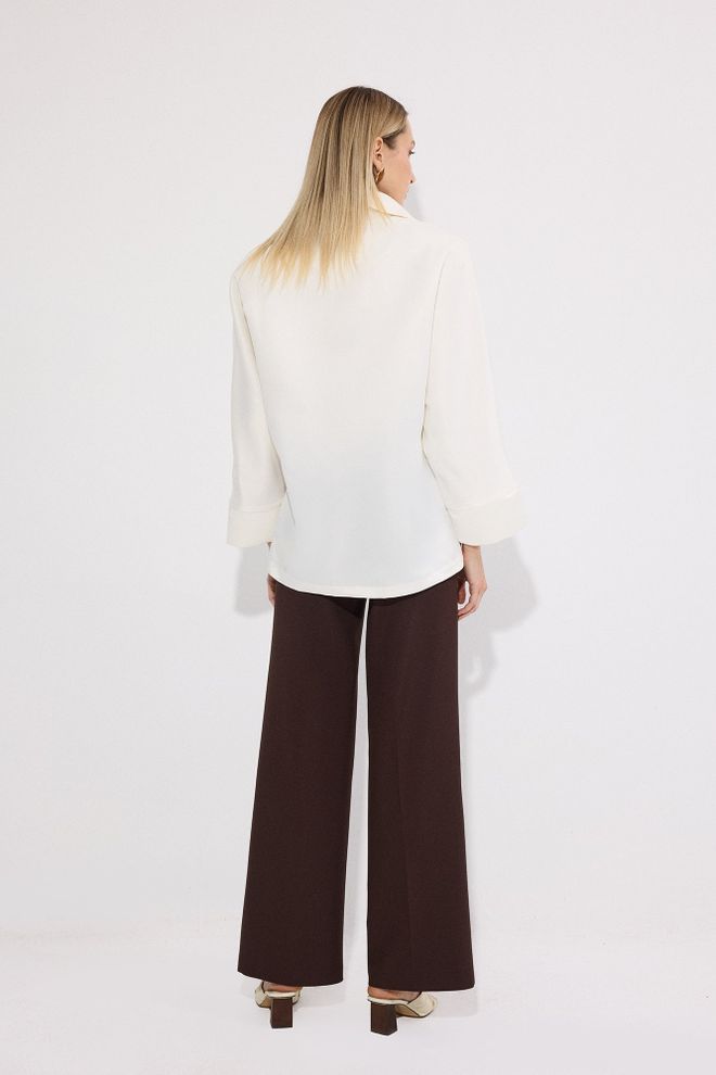 Touche Prive White Elegant Wrapover Jacket With Tie Closure Wholesale Clothing Casual