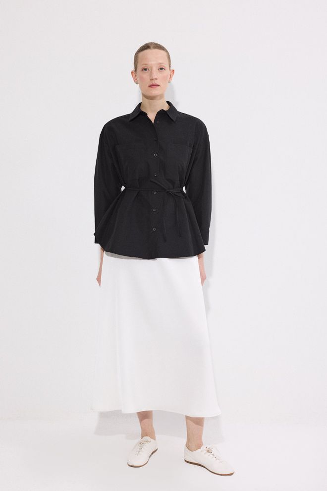 Touche Prive Black Shirt Casual Formal Elegant Buttoned Wholesale Clothing Casual