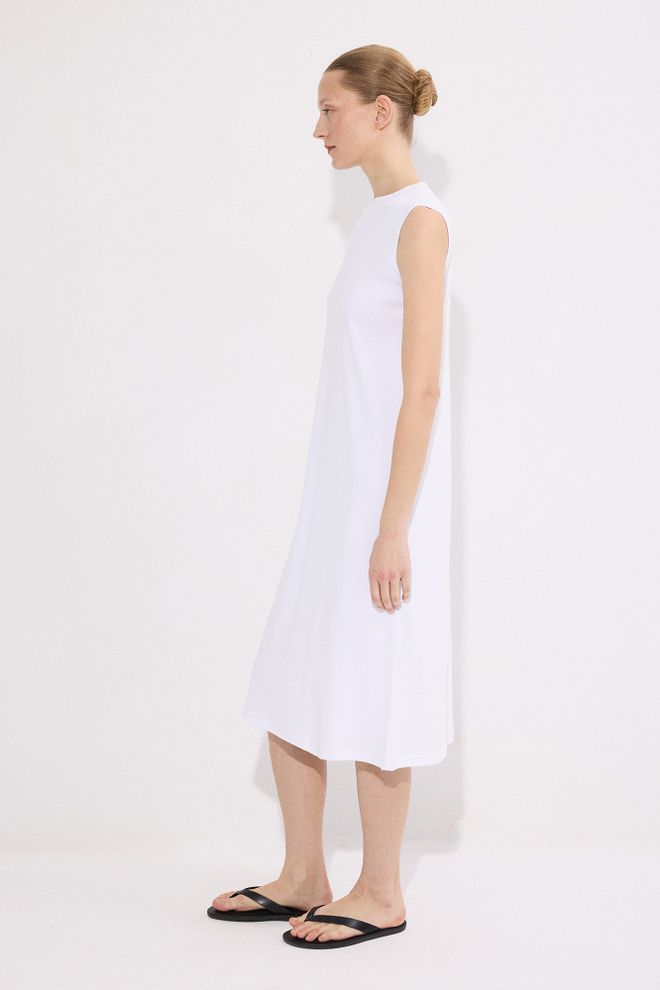 Touche Prive Beyaz Düz Elbise İle Japone Kol Toptan Giyim Gündelik