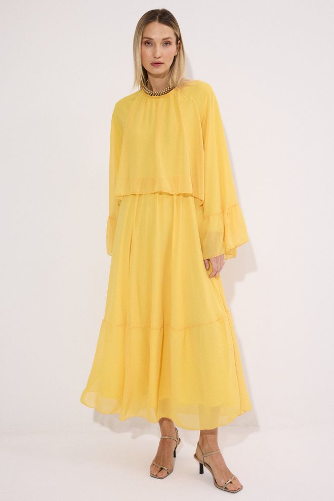 Touche Prive Elegant Yellow Fit And Flare Dress Wholesale Clothing Lounge