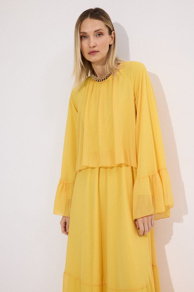 Touche Prive Elegant Yellow Fit And Flare Dress Wholesale Clothing Spring