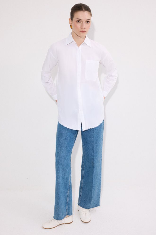 Touche Prive Chemise Blanche Élégante Col Châle Vêtements en gros Modeste