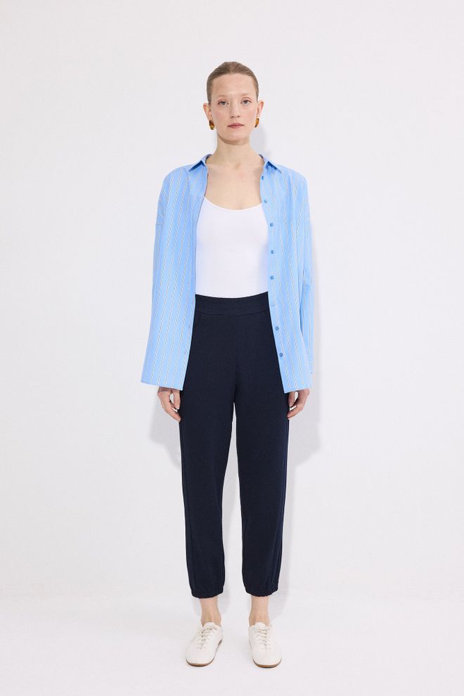 Touche Prive Calças Jogger Azul marinho Com Perna Fina Roupas por atacado Casual