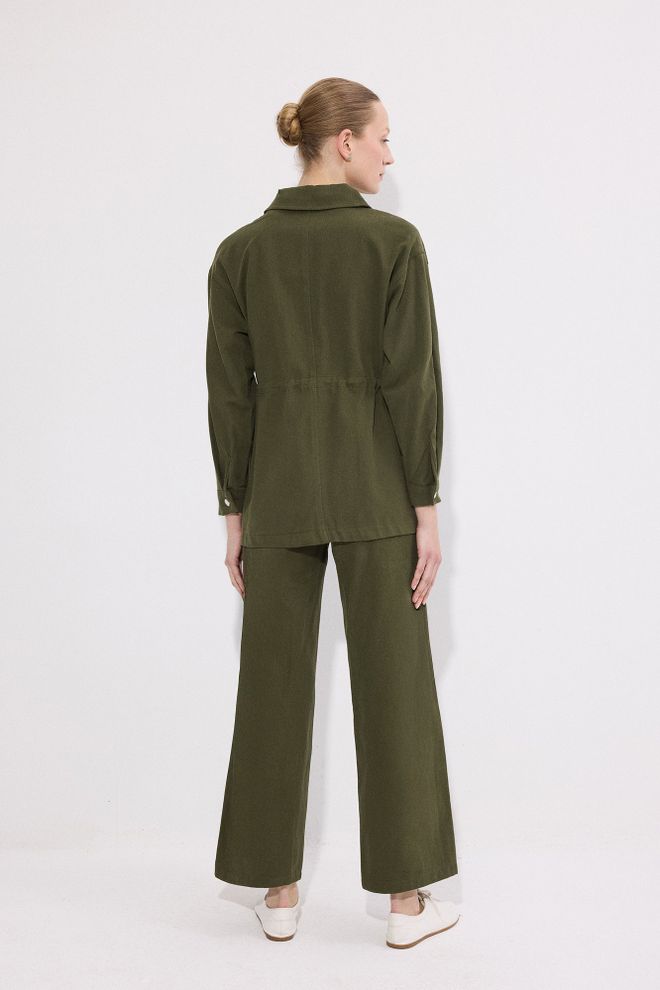 Touche Prive Súprava Kaki Neformálne Široké Nohavice Polo Výstrih Chino Veľkoobchod s oblečením Neformálny