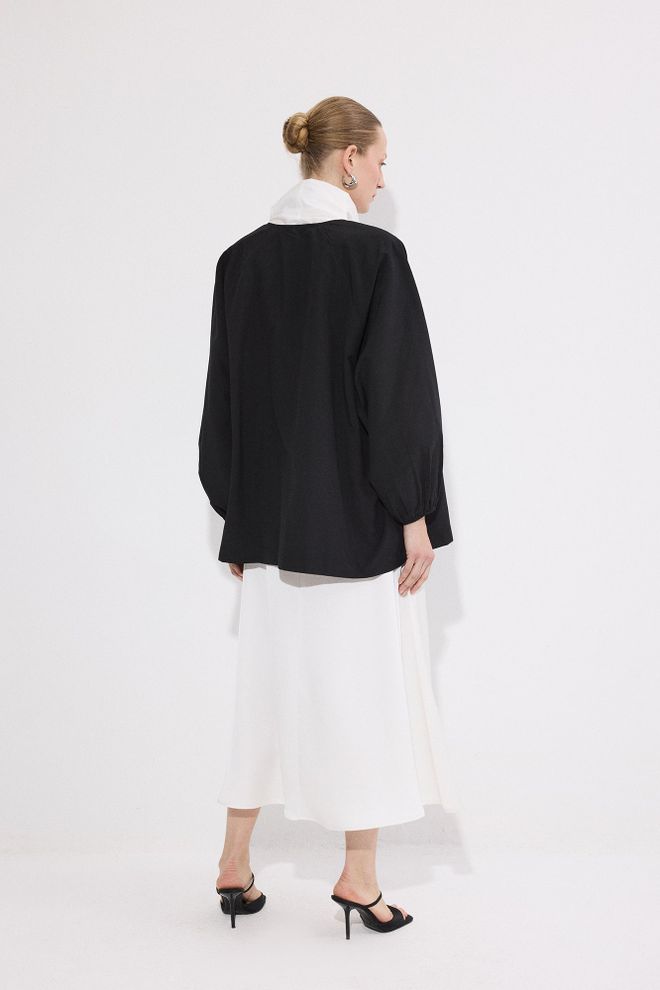 Touche Prive Gabardina Negra Elegante Un Solo Pecho Atar Cierre Ropa al por mayor Casual