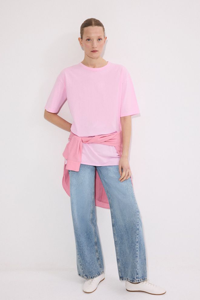 Touche Prive Pink Casual Shirt With Round Neck And Regular Fit Wholesale Clothing 1