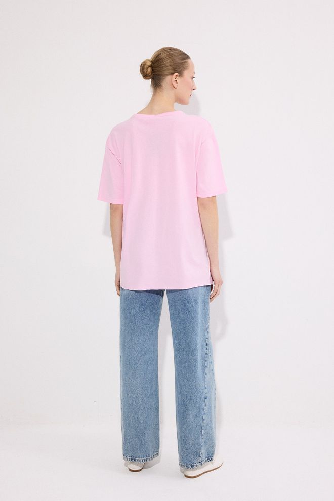 Touche Prive Pink Casual Shirt With Round Neck And Regular Fit Wholesale Clothing Streetwear