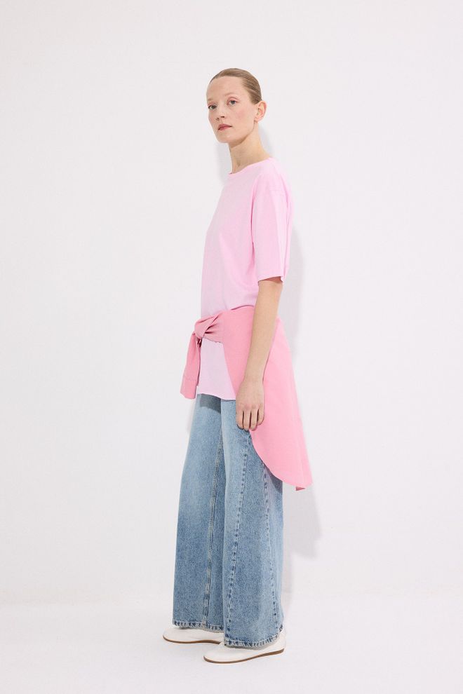 Touche Prive Pink Casual Shirt With Round Neck And Regular Fit Wholesale Clothing Casual