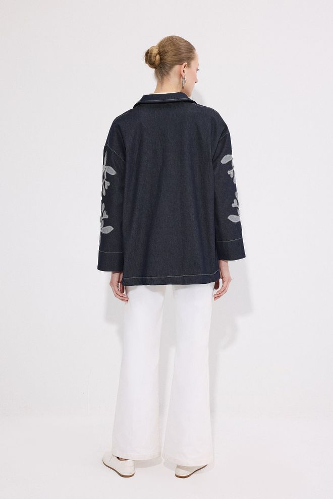 Touche Prive Blue Casual Oversized Buttoned Shirt Wholesale Clothing 1