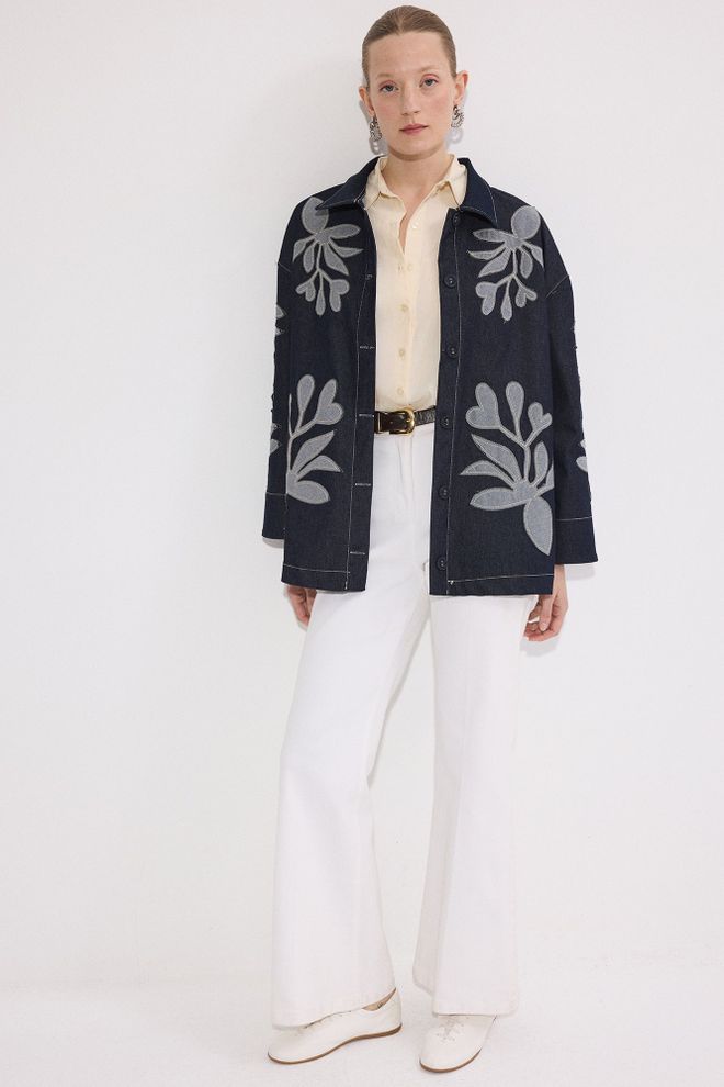 Touche Prive Blue Casual Oversized Buttoned Shirt Wholesale Clothing Spring