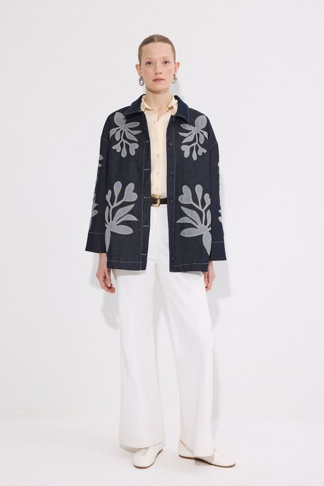 Touche Prive Blue Casual Oversized Buttoned Shirt Wholesale Clothing Casual