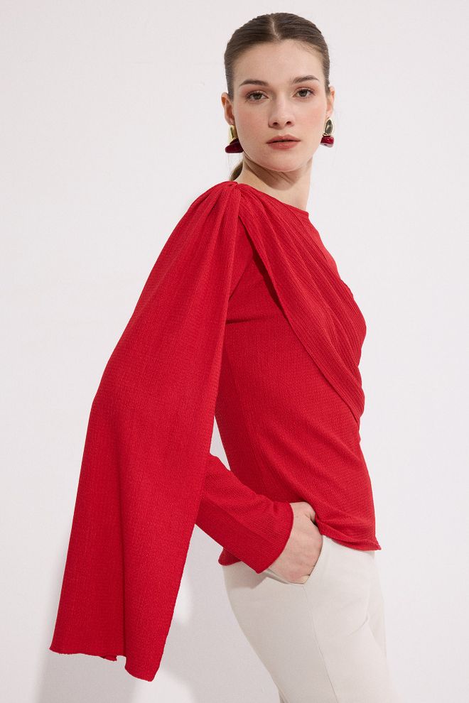 Touche Prive Rosso Elegante Glamour Formale Camicetta Abbigliamento all'ingrosso Formale