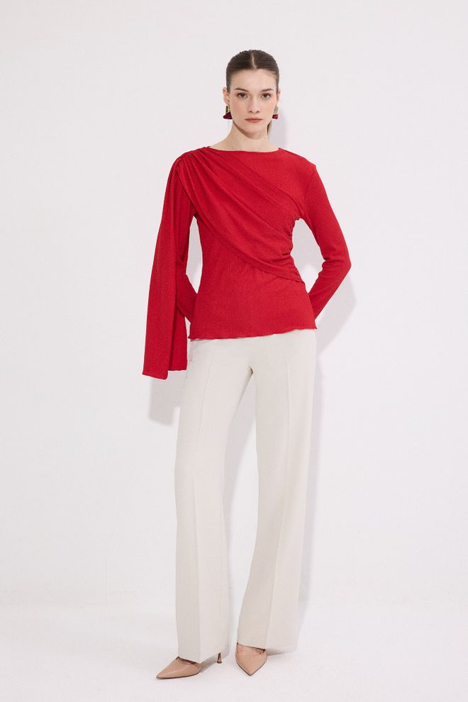 Touche Prive Red Elegant Glam Formal Blouse Wholesale Clothing 1