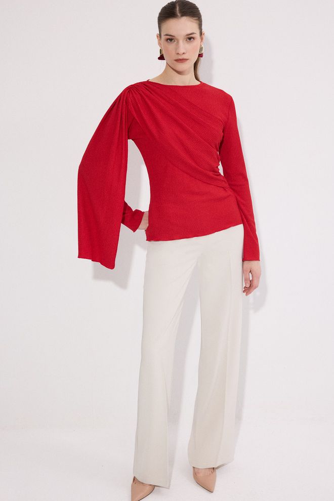 Touche Prive Red Elegant Glam Formal Blouse Wholesale Clothing Spring