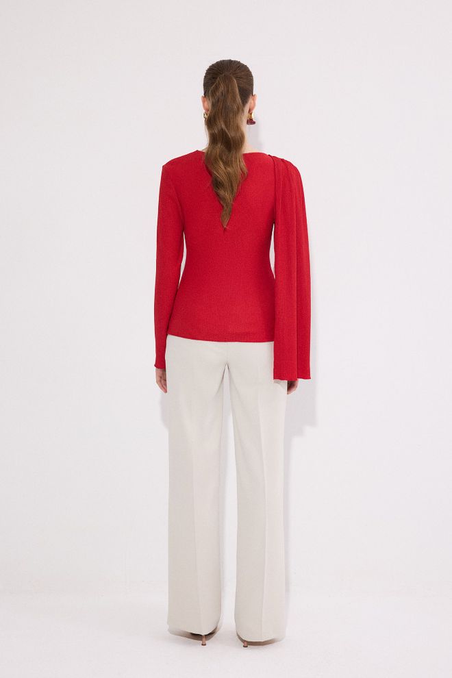 Touche Prive Red Elegant Glam Formal Blouse Wholesale Clothing Glam