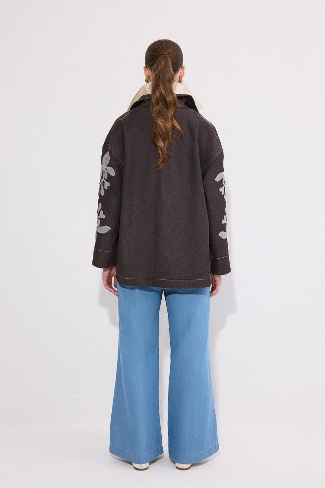 Touche Prive Black Oversized Floral Shirt With Buttoned Closure Wholesale Clothing Spring