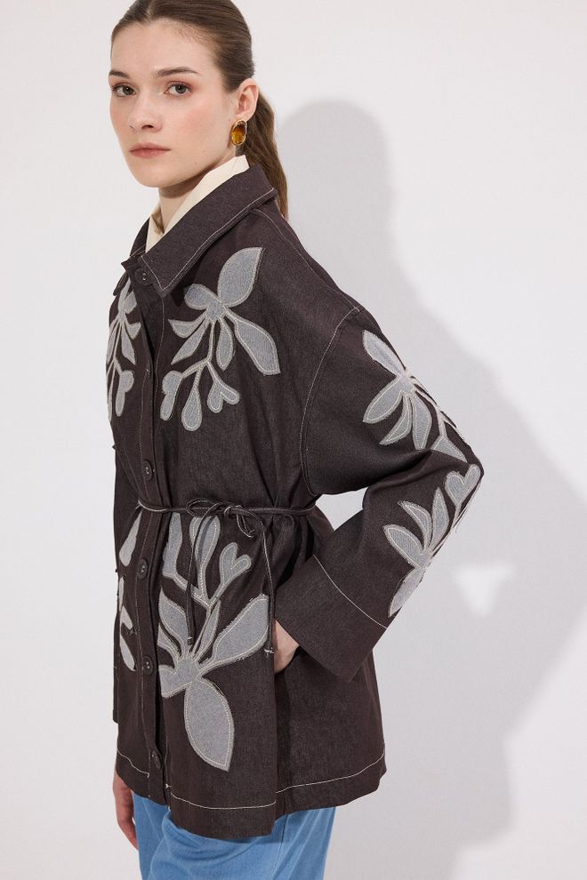 Touche Prive Black Oversized Floral Shirt With Buttoned Closure Wholesale Clothing Boho