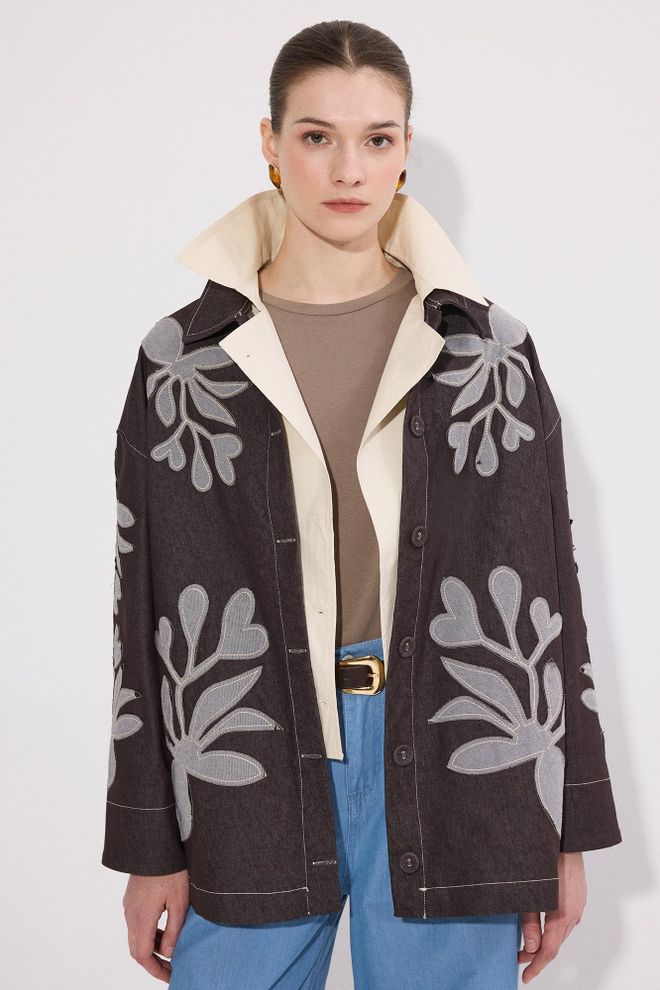 Touche Prive Black Oversized Floral Shirt With Buttoned Closure Wholesale Clothing Lounge