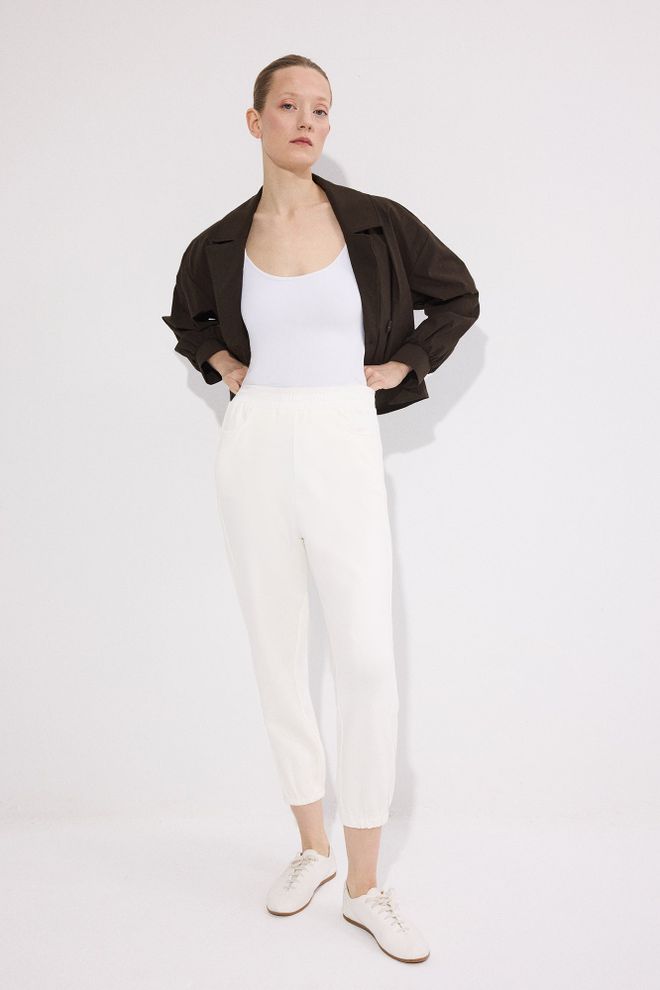 Touche Prive White Casual Sport Jogger Pants Wholesale Clothing 1