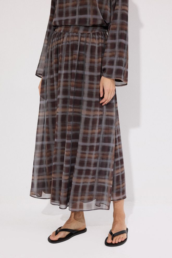 Touche Prive Brown Checkered Modest Set Wholesale Clothing Modest