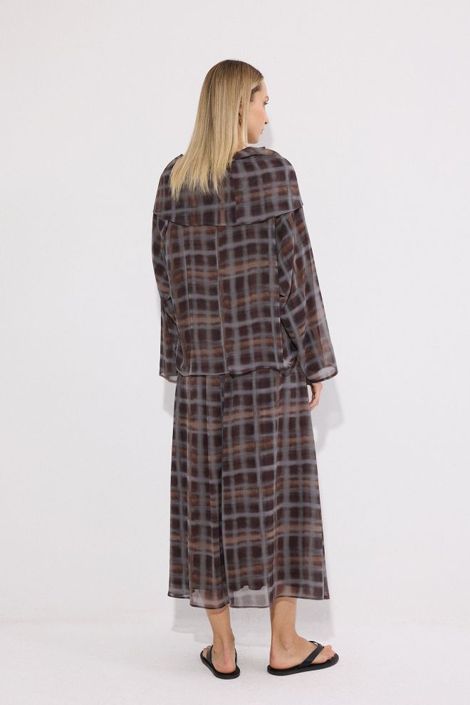 Touche Prive Brown Checkered Modest Set Wholesale Clothing Casual