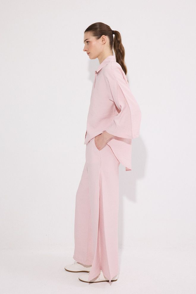 Touche Prive Pink Elegant Palazzo Set With Notched Neck Wholesale Clothing Modest