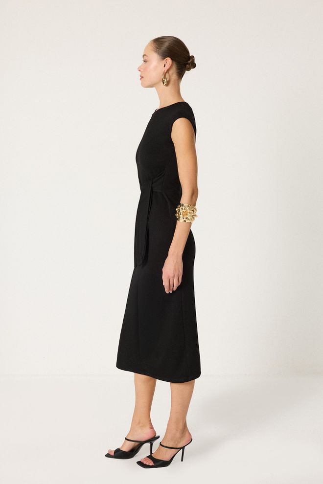 Touche Prive Zwarte Elegante Kokerjurk Met Kapmouwen Groothandel Kleding Sexy