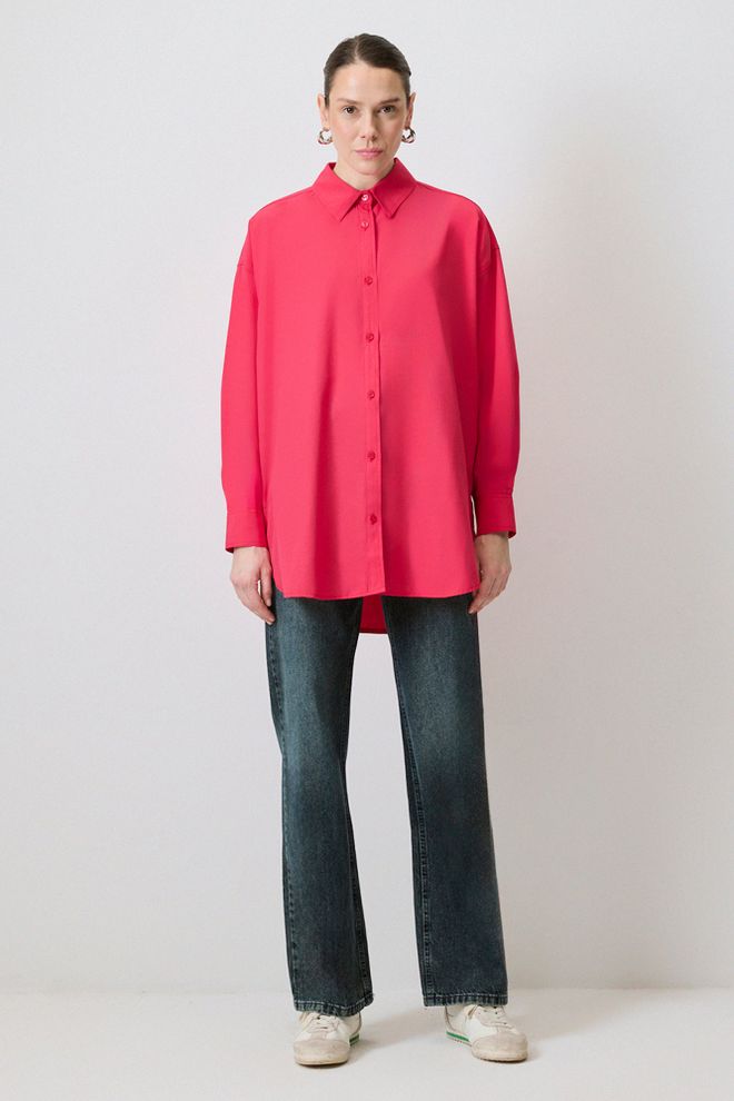 Touche Prive Fuchsia Casual Oversized Fit Shirt Wholesale Clothing Spring