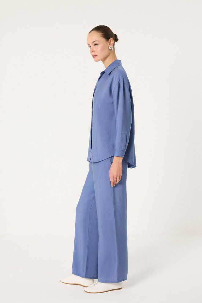 Touche Prive Blue Set Elegant Casual Palazzo Wide Leg Wholesale Clothing 1